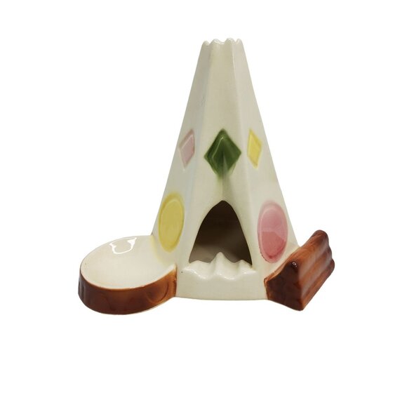Vintage 1950's H.P. Moyer Tee Pee Shaped Ceramic Ashtray / Trinket dish / incens